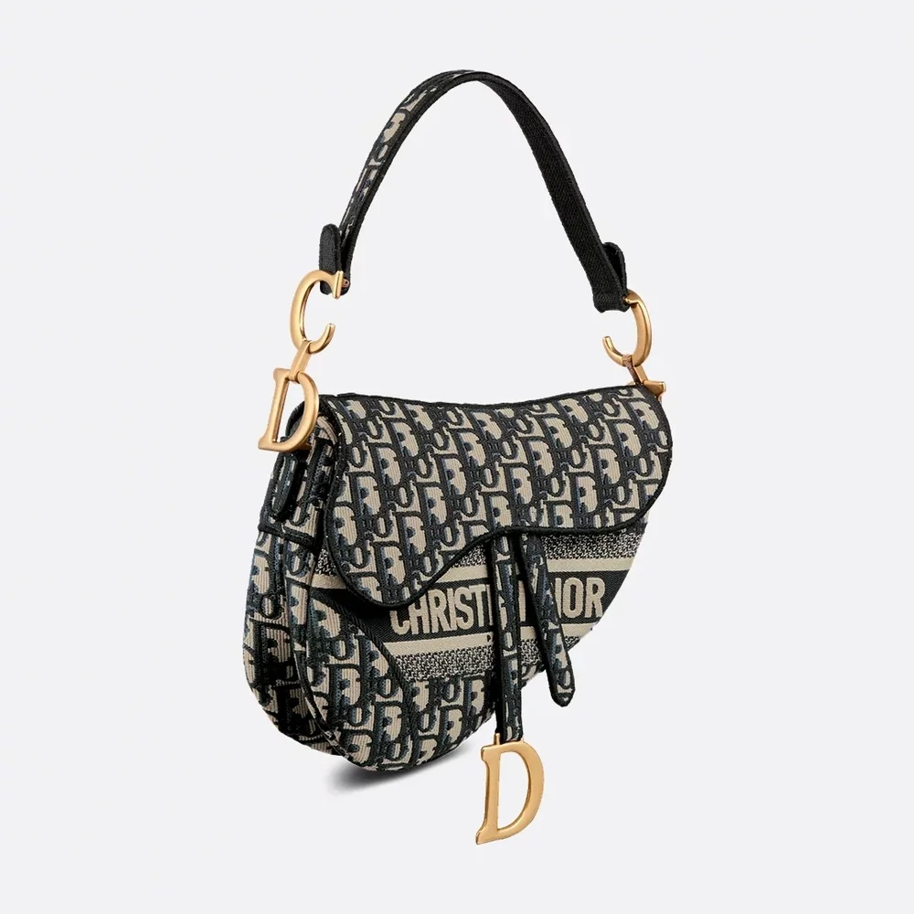 NEW! Authenticated Saddle Hand Bag Blue Dior Oblique Embroidery Iconic MSRP$5100 - Picture 8 of 16